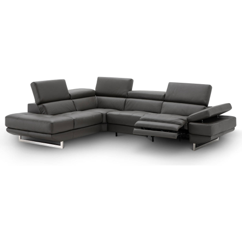 Annalaise Sectional Sofa with Left Facing Chaise in Dark Grey Leather